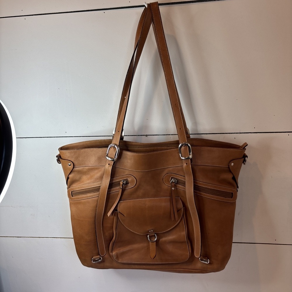 Cavalcanti - Italian Designer -Tan Leather Handbag Purse Tote Tassel